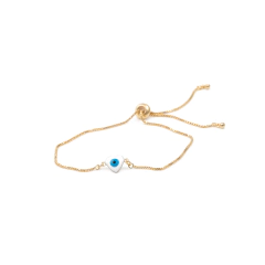 Pulseira regulavel olho grego formato coração