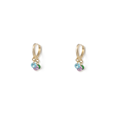 Brinco argolinha formato gota zirconias coloridas