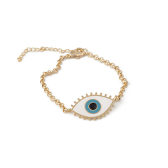 Pulseira olho turco cilios corrente elo portugues