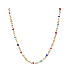 Colar miçangas coloridas bolinhas lisas 55cm