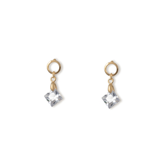Brinco circulo pingente zirconia quadrada