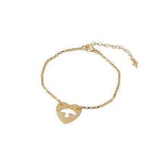 Pulseira coração espirito santo vazado corrente elo cartier