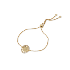 Pulseira regulável medalha espirito santo zirconia cravejada envolto