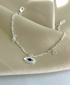 Pulseira Olho Grego Zirconia Dupla Ponto De Luz Corrente Cartie