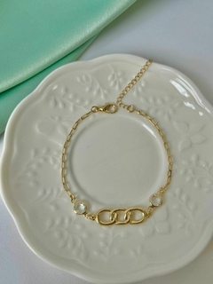Pulseira três elos trançados com dois ponto de luz corrente cartier na internet