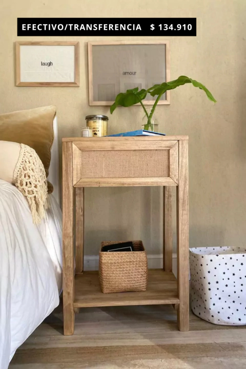 Mesa de luz cajón entelado con estante - comprar online