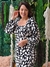 Vestido estampa geométrica preto e branco flor 3D Joyaly - comprar online