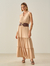 Vestido Bordeaux Crepe Air Flow Longo Bege