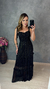 Vestido longo em tule com fio de lurex