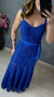 Vestido longo rendado com faixa - comprar online