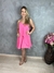 Vestido curto em chifon decote coração