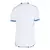 Camisa branca masculina do Cruzeiro II 24/25 com detalhes em azul, vista traseira.