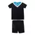 Kit infantil do Grêmio III 24/25, composto por camiseta preta com detalhes em azul e branco e shorts pretos.