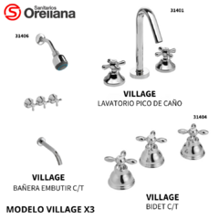 COMBO X3 VILLAGE LAV+BIDET+ BAÑERA EMB C/T 31406-31401-31404