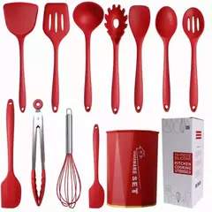 Kit 12 conjunto de utensílios Silicone Cozinha Colher escumadeira concha escuma - loja online