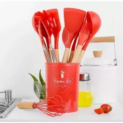 Kit 12 conjunto de utensílios Silicone Cozinha Colher escumadeira concha escuma - comprar online