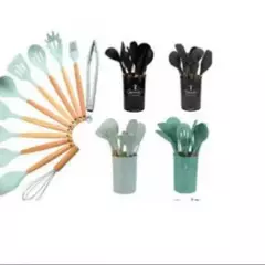 Kit 12 conjunto de utensílios Silicone Cozinha Colher escumadeira concha escuma na internet