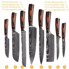 Profissional japonês chef faca facas de cozinha santoku corte simples pão carn - Estrela Alfa