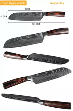 Profissional japonês chef faca facas de cozinha santoku corte simples pão carn - Estrela Alfa