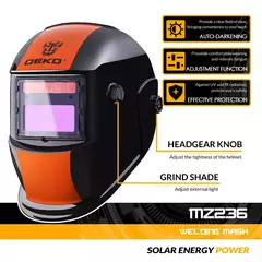Deko-máscara de solda elétrica, laranja, escurecimento automático - comprar online