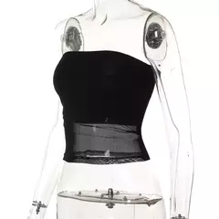 Malha espartilho preto feminino sem mangas na internet
