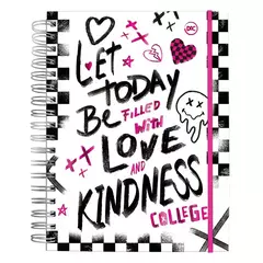 Caderno Universitário Smart Emo Rock Tira e Poe folhas Folhas Pretas College DA