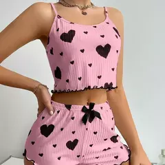 Conjunto de pijamas femininos pijamas 2 peças regata curta e shorts sml branco - Estrela Alfa