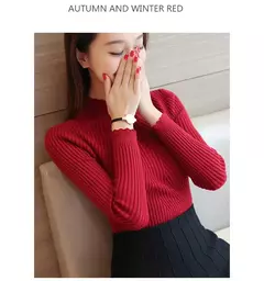 Camisola de manga longa de malha pullovers listra feminina - comprar online