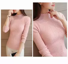 Camisola de manga longa de malha pullovers listra feminina - loja online