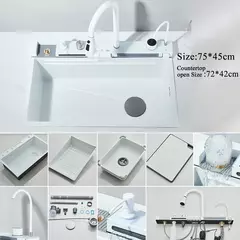 Pia de cozinha em cascata de aço inoxidável 304, grande slot único - loja online