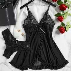 Suspensórios de tule requintados femininos lencerias renda com decote em v roupa interior semi-transparente - Estrela Alfa