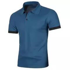 Camisa polo de manga curta, masculina de cor sólida - Estrela Alfa