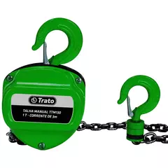 Talha Manual 1 Tonelada 1000 Kg Com Corrente 3 Metros Trato - Estrela Alfa