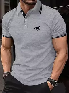 Nova camiseta masculina clássico de manga curta camisa polo - comprar online