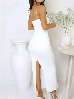 Sexy feminino vestido longo ruched sem mangas magro sólido verão na internet