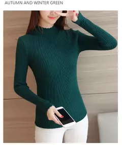 Camisola de manga longa de malha pullovers listra feminina - Estrela Alfa