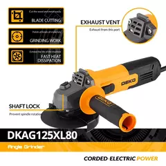 DEKO Nova Rectificadora Elétrica de Ângulo 115mm 800W 11000rpm Metal - Estrela Alfa