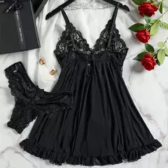 Imagem do Suspensórios de tule requintados femininos lencerias renda com decote em v roupa interior semi-transparente