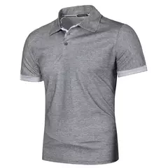 Camisa polo de manga curta, masculina de cor sólida - comprar online