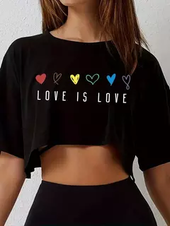 Camiseta feminina Vibrant Pride Crop Top – comprimento curto casual solto ajus