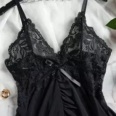 Imagem do Suspensórios de tule requintados femininos lencerias renda com decote em v roupa interior semi-transparente