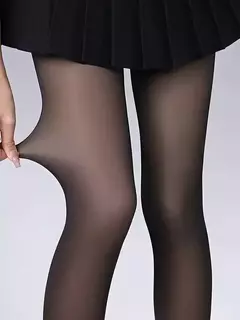Imagem do Calças térmicas semi-transparentes falsas, meia-calça metálica alta de outono,roupas íntimas e pijamas femininos