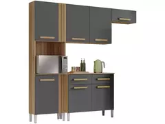 Cozinha Compacta Aramóveis Juma com Balcão 7 Portas 2 Gavetas - Estrela Alfa