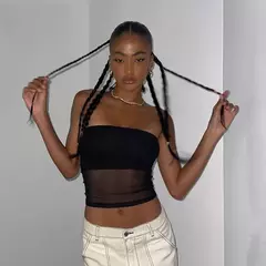 Malha espartilho preto feminino sem mangas
