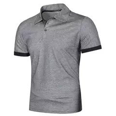 Camisa polo de manga curta, masculina de cor sólida