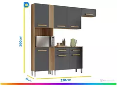 Cozinha Compacta Aramóveis Juma com Balcão 7 Portas 2 Gavetas - comprar online