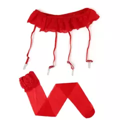 Imagem do Meias de renda Meias e cinto suspensor para mulheres, coxa alta, sexy, quente, c