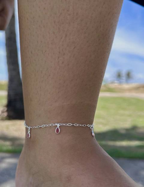 Tornozeleira Pingentes Rosa Pink