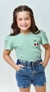 BLUSA MANGA GODE -INFANTIL VERDE MENTA- CEREJA