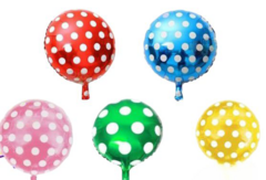 DOCENA GLOBOS POLKA 23 CM VARIEDAD COLORES s/v